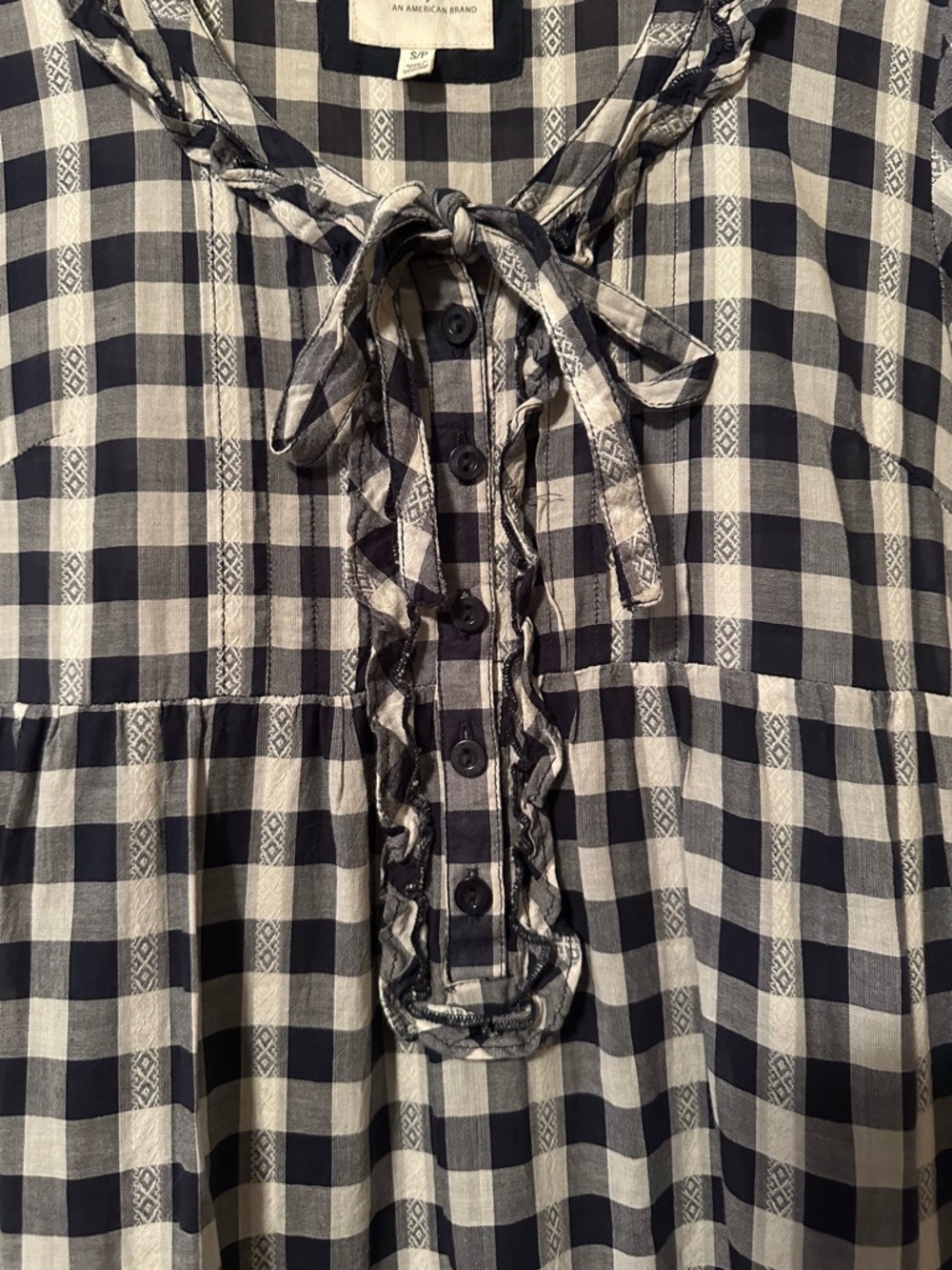 Maurices Black and White Gingham Tie-Front Ruffle Dress - Picture 2 of 4